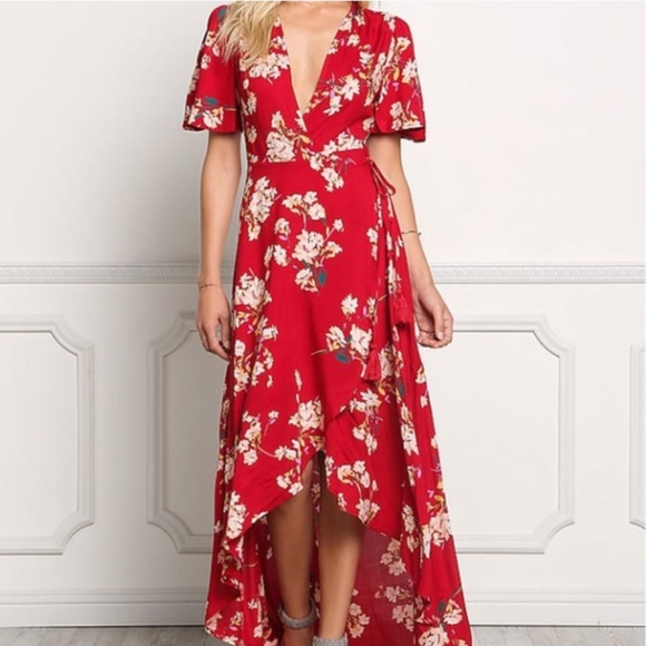 Floral Wrap Maxi Dress - Picture 1 of 6